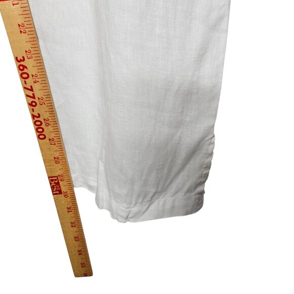 Dolma S/M White Linen Drawstring Pants Elastic Waist & Pockets Pull On Wide Leg - Picture 11 of 12